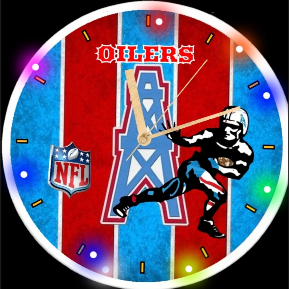 Oilers Wall Clock - Red and Blue